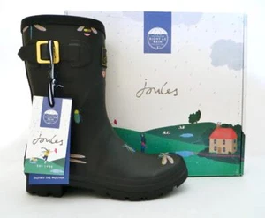 New NIB Joules Black Bugs Ladybug Bumble Bees Dragon Fly Molly Welly Rain Boot - Picture 1 of 6
