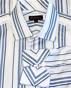 BEN SHERMAN Men's Button Front Long Sleeve Striped Dress Shirt Size 15 X 32/33 - Picture 1 of 3