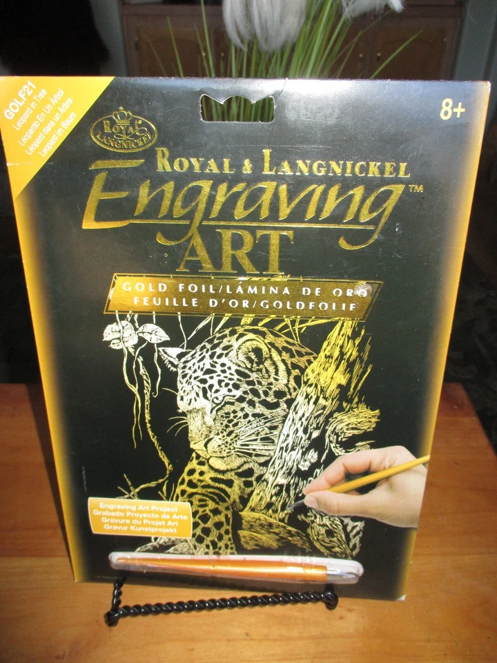 Kit de arte grabado en lámina de oro 8"X10"- leopardo en árbol NUEVO Foto 1 de 1