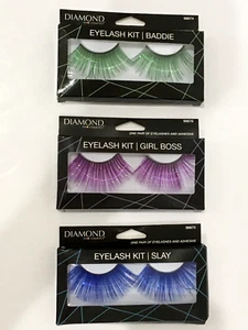 Set Of Long Sparkly Eyelash Extensions In Bright Colors For Date Night-Club Wear - Picture 1 of 9