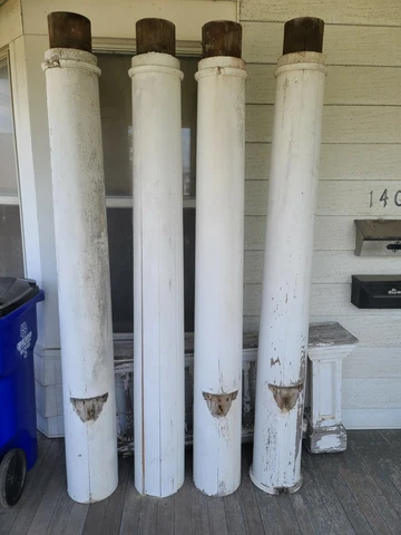 4 Vintage/Antique 83" Round Wood Load Bearing Structural Porch Columns from 1912 Cover
