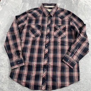 Coastal Clothing Shirt Mens XXL Navy Red Plaid Pearl Snap Long Sleeve Western - Picture 1 of 16