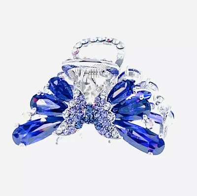 Clip de mandíbula con moño de mariposa hecho con horquilla de cristal de Swarovski púrpura Foto 1 de 3