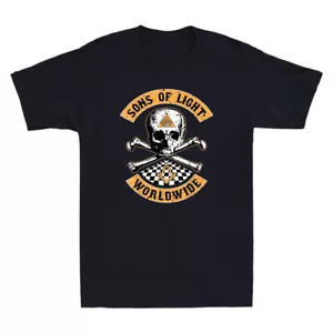 Freemasons Sons Of Light Worldwide Skull & Bones Masonic Vintage Men's T-Shirt - Picture 1 of 8