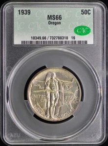OREGON 1939 50C Silver Commemorative CACG MS66 (CAC) - Picture 1 of 4