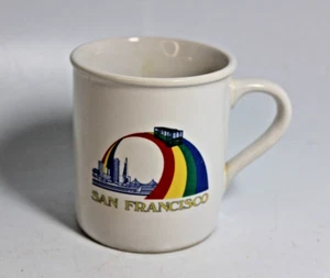 Vintage San Francisco Regenbogen Papel Becher Tasse Golden Gate Trolley handdekoriert USA - Bild 1 von 13