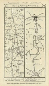 Lilley-Hitchin-Letchworth-Royston-Cambridge road strip map PATERSON 1785 - Picture 1 of 2