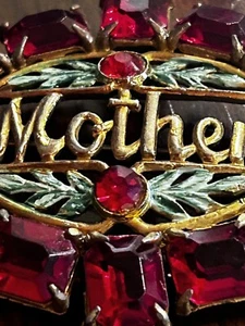 DE COLECCIÓN BROCHE GRANDE DE NOVIA MADRE DIAMANTES DE IMITACIÓN ROJO SEGUNDA GUERRA MUNDIAL RARO - Imagen 1 de 9
