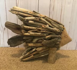 Natural Nautical Fish Made of Driftwood Beach Decor Folk Art Table Top Sculpture - Picture 1 of 8