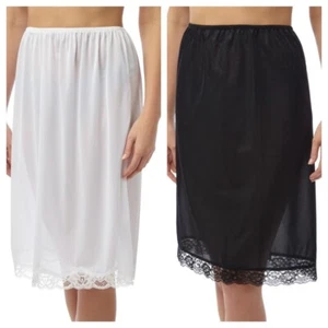 Ladies Cling Resistant Polyester 24" Black White Under Skirt Slip Size 12-26 - Picture 1 of 3