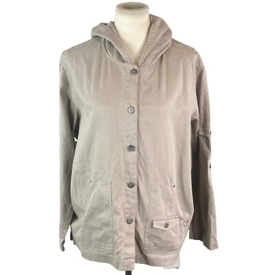 Chaqueta Oleg Cassini Weekend Mujer Talla XL Mezcla de Lino Con Capucha Ligera Foto 1 de 4