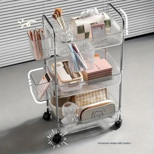 Clear 3-Tier Rolling Cart Mobile Organizer for Home, Office, Bedroom Living Room - Picture 1 of 24