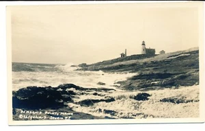 Pemaquid Point, Maine Lighthouse and Coast Real Photo Postcard-Uncancelled - Bild 1 von 2