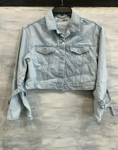 TOPSHOP Moto 05J29LBLC Jeansjacke mit Trompetenärmeln, US 8 - Light Denim - Neu mit Etikett - Bild 1 von 12