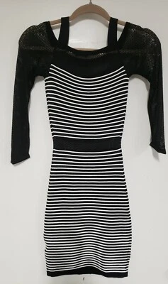 Mujer, Vestido Marciano, Talla XS, Rayas Blanco y Negro, Manga Larga Foto 1 de 3