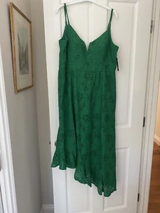 NWT Guess Green Eyelet Midi Sundress Size 16 - Picture 1 of 7
