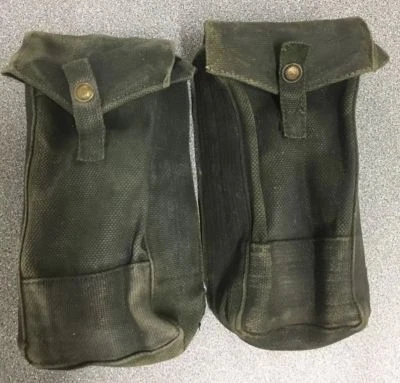 WW2 BLACK Motorcycle Tool Spares Carrier Army Panniers Vintage Patina [72930] - Image 1 of 4