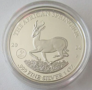 Gabon 1000 Francs 2014 Springbok 1 Oz Silver Proof - Picture 1 of 2