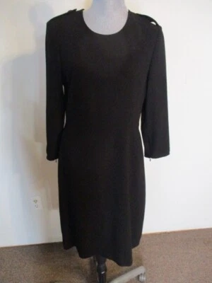 NWT Burberry Lined 3/4 Zip Sleeves Sheath Black Dress  US Size 10 - Image 1 of 4