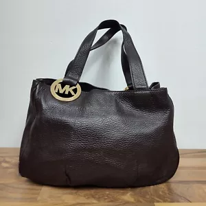 Michael Kors Fulton Large Brown Pebbled Leather Tote Bag Gold Hardware - Picture 1 of 11