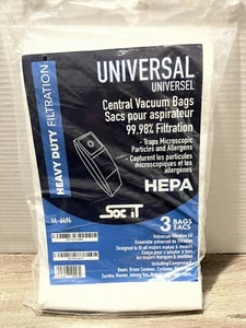 UNIVERSAL FILTRATION BAGS FOR CENTRAL VACUUM - UNIVERSAL FIT - 3 PACK - Picture 1 of 6