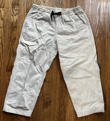 复古 Gramicci 裤子女式 30x22 PETITE 米色弹性腰部攀爬 G 系列 — 第 1/4 张图片