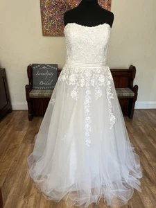 Sample Mariette Romantica Lace Strapless Tulle Ivory Wedding Dress Gown Sz 26 28 - Picture 1 of 7