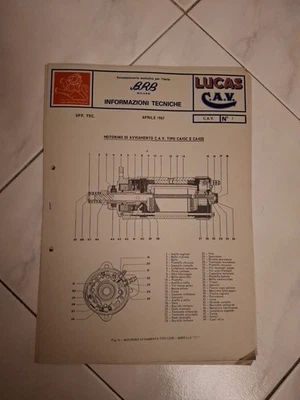 LUCAS C.A.V. - BRB MILANO INFORMAZIONI  TECNICHE MOTORINO AVVIAMENTO CA45C CA45D - Immagine 1 di 4