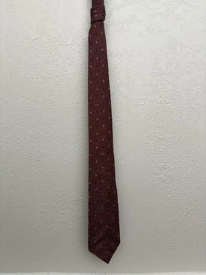 Vintage Botany 500 Men’s Tie Burgundy Geometric Pattern Wool Blend USA Made - Image 1 of 4