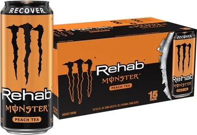 Energy Rehab Peach Tea + Energy, Energy Iced Tea, Energy Drink, 15.5 Onzas (P... Foto 1 de 4