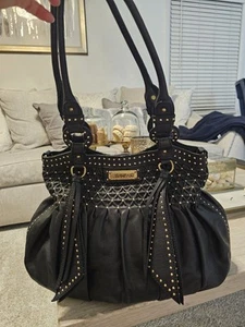 LOCKHEART Brighton Negro Estilo Boho Dorado Tachonado Cuero Vintage Hombro Grande - Imagen 1 de 16