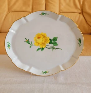 Meissen, Gelbe Rose, Platte 27,5×23 Cm,Top,Meißner,Blumen,Goldrand - Bild 1 von 5