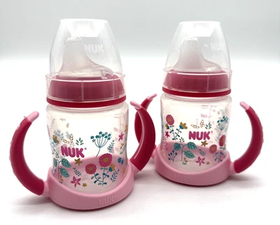 NUK Learner Cup 5oz 2-Pack Flowers – BPA Free Spill Proof Sippy Cup Brand New - Image 1 of 4