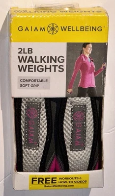 2 lb Walking Weights Soft Grip Mesh Strap Hand Fitness Workout Gaiam Wellbeing - Image 1 of 4
