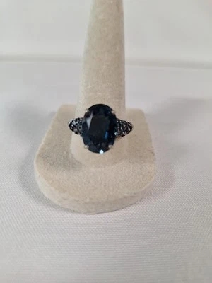 Stunning 925 Sterling Silver London Blue Topaz Gemstones Sz 8.75 - Image 1 of 4