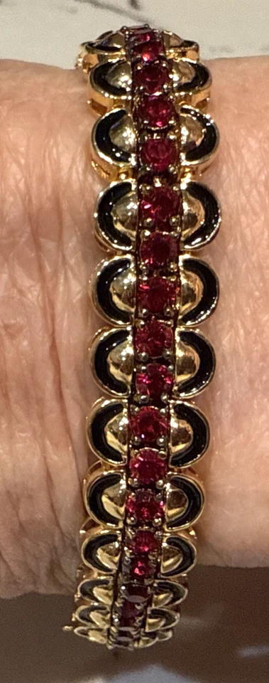 Pulseira Jaqueta Rubi Falso Feminina Vintage Assinada Joan Rivers NOVA 25,0 gramas - Imagem 1 de 3