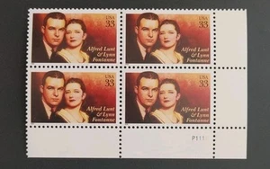 US Stamps Plate Block Scott #3287 33c Lunt and Fontanne MNH. Free shipping! - Picture 1 of 2