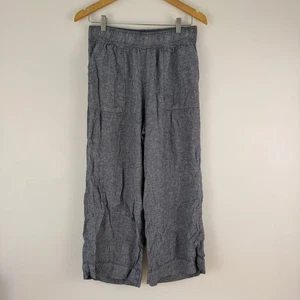 Sigrid Olsen Damen M blau Leinenmischung Cropped weites Bein Hose Gummibund Boho - Bild 1 von 11