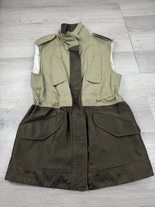 Rag And Bone Vest Women’s 6 Military Green Olive Kingsley Colorblock Equestrian - Picture 1 of 9