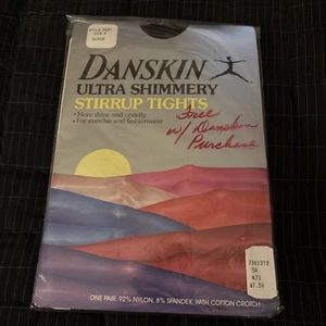 Medias DANSKIN Ultra Brillantes DE COLECCIÓN AÑOS 80 ESTRIBO Negras Danza Spandex Ballet - Imagen 1 de 6