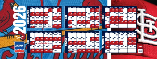 2026 St. Louis Cardinals Magnet Schedule - From 9/21/2025 Last Game - SGA NIB