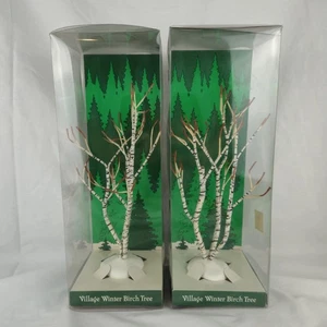 2 DEPT 56 Village Accessory TALL WINTER BIRCH TREE 5216-7 ORIG BOX  12" - Picture 1 of 5