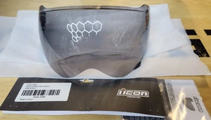 ICON DOMAIN SHIELD FOR DOMAIN HELMETS MOTORCYCLE ANTI-FOG - DARK SMOKE OPEN PKG - Picture 1 of 2