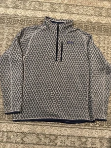 Patagonia Better maglione uomo L grigio con motivo diamante blu 1/4 zip abbigliamento escursionismo - Foto 1 di 7