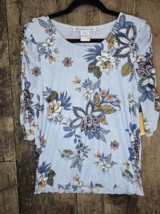 NWT American Rag Cie Wanderlust Blouse Women's Sz Medium Sterling Blue Floral - Picture 1 of 8