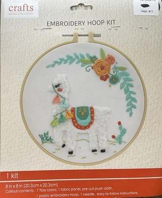 Crafts, Embroidery 8" Hoop Kit, Llama and Florals, NIP! - Image 1 of 3