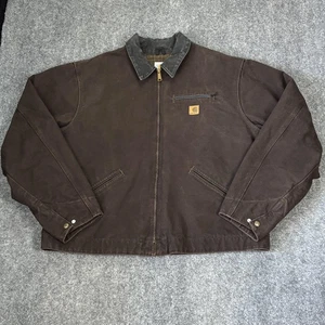 Carhartt Jacke Herren 2XL Tall Braun J97 DKB Duck Canvas Flanell Gefüttert Workwear - Bild 1 von 10