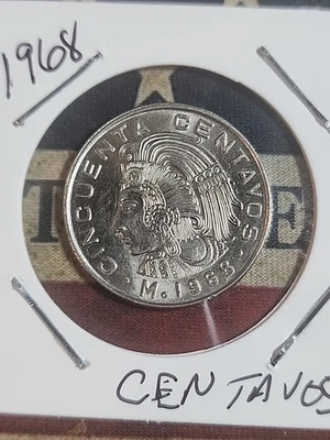 1968 MÉXICO 50 CENTAVOS - AU/UNC - Ótima moeda - Imagem 1 de 3