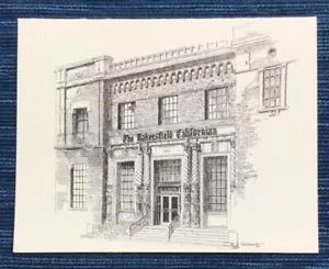 Vintage 1980 Bakersfield giornale californiano cartolina costruzione CA ~770A - Foto 1 di 4