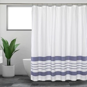 White Shower Curtain for Bathroom, Fabric Shower Curtains, 72x72 in, - Picture 1 of 5